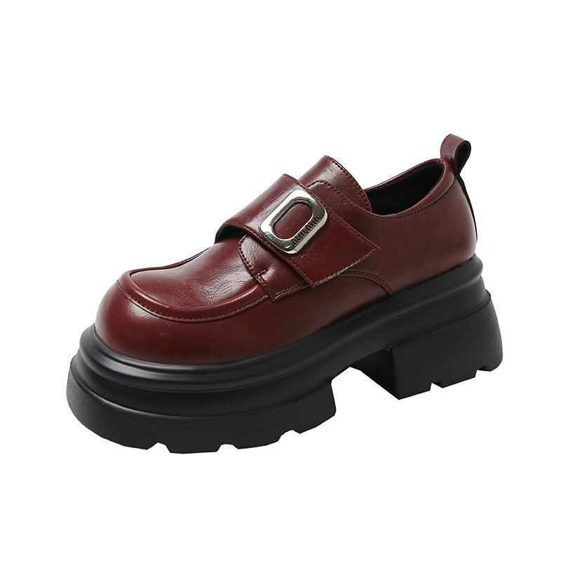 Лоферы на платформе, маленькие люди набирают 7 см в высоту, маленькие кожаные туфли, женская обувь, ретро-туфли на липучках