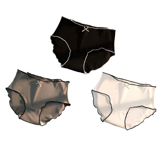 Women's Low Waist Ice Silk Underwear Seamless No Show Triangle Briefs Soft Breathable Stretchy Panties Full Coverage Underpants with Bow