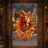 Flame Textured Sheep Pattern Chinese New Year Window Sticker, 2027 Goat Static Clings, PVC Clings for Windows Reusable Lunar Xmas Decor Home