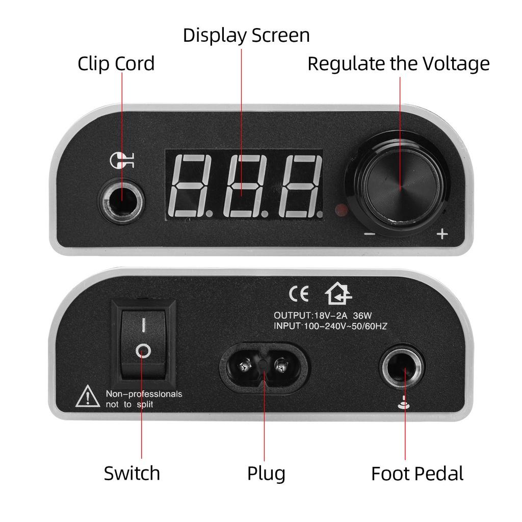 Светодиодный источник питания для татуировки для всех катушек и роторных тату-машинок Ручка Ножная педаль Двухрежимный ЖК-дисплей с изменением цвета под напряжением Инструменты для перманентного макияжа