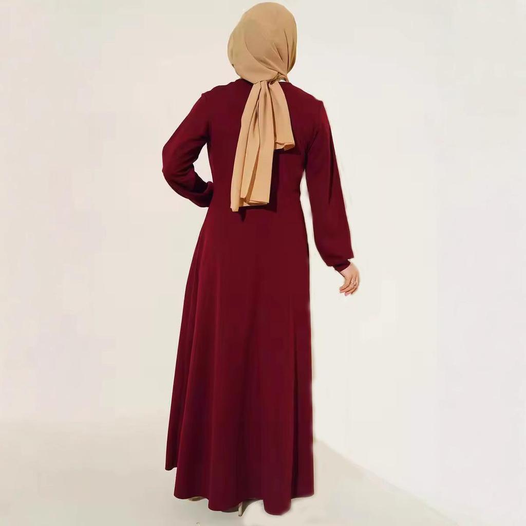 Элегантное однотонное платье с длинными рукавами для мусульманок Ближнего Востока - модный халат весна/осень