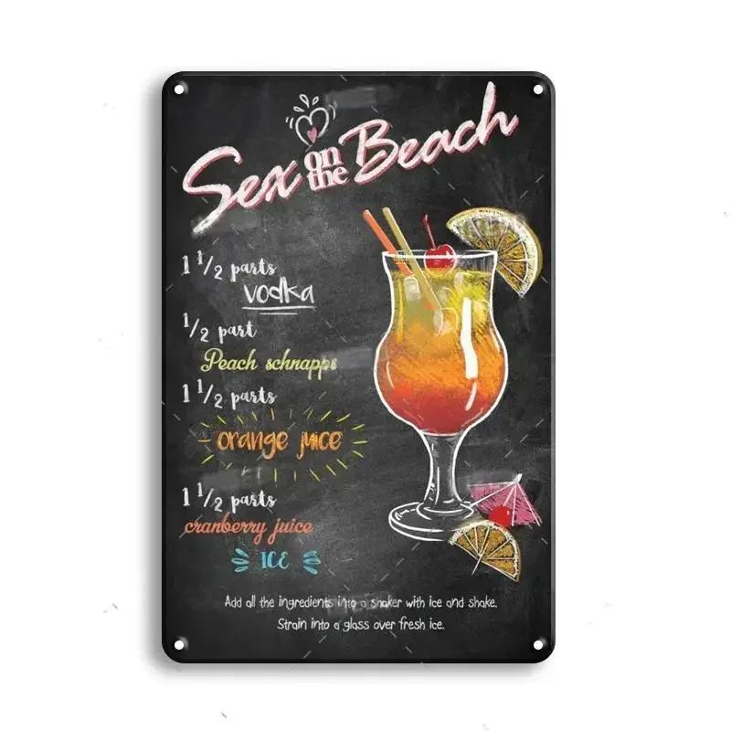 Vintage Metal Sign Decoration Gin & Tonic Cocktail Tinplate Poster Wine Whisky Art Plaque for Bar Home Wall Decor Tin Signs