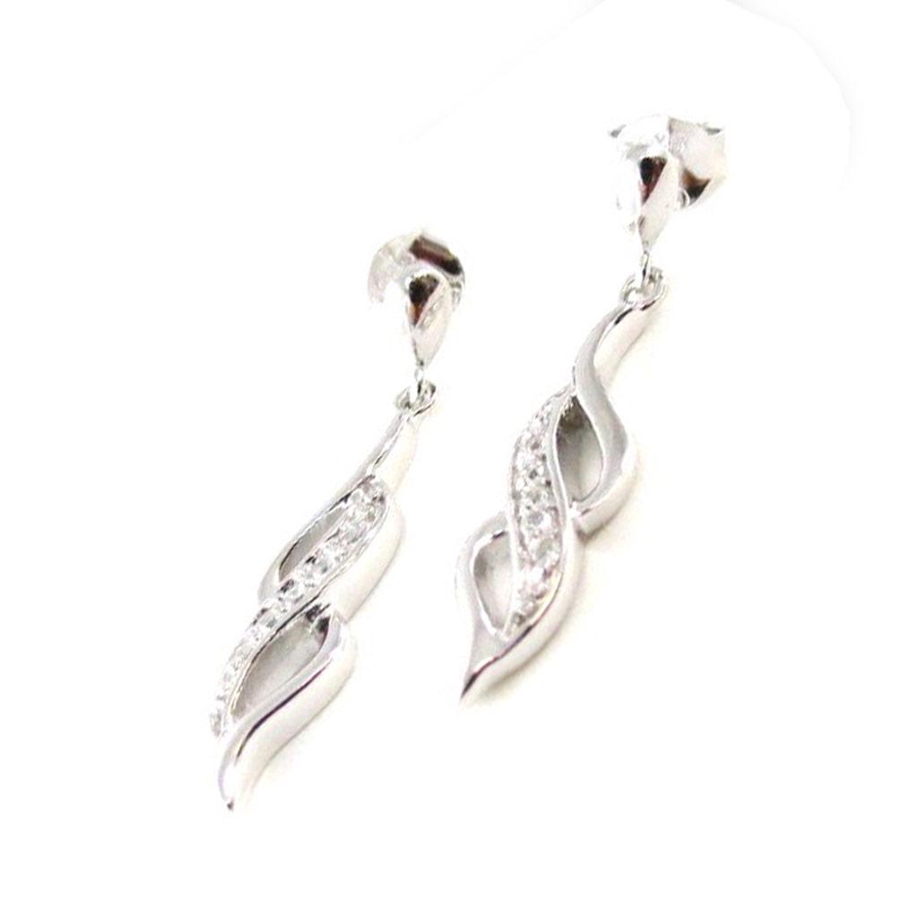 Les Trésors De Lily [I9847] - Silver Earrings 'Déesse' Silver White (rhodium-plated) - 30x8 Mm