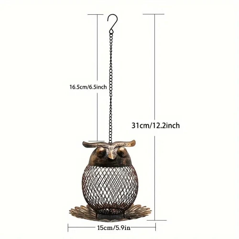 Owl Shape Metal Bird Feeder Rust Proof Owl Hummingbird Feeder  Yard Decoration