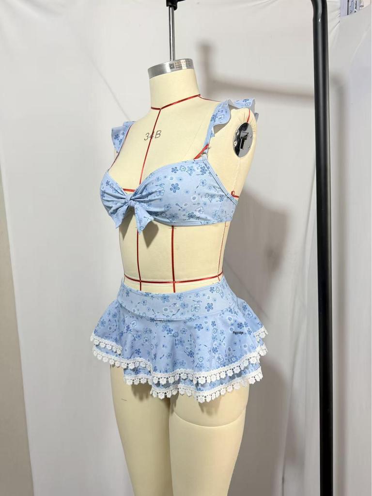 Женский пляжный бикини-комплект с европейским и американским принтом 2026