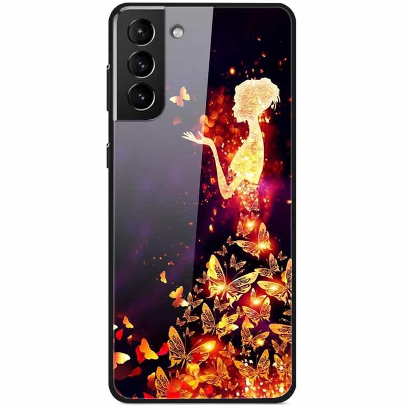 Закаленное Стекло Жесткий Чехол Для Samsung S21 FE 5G Чехол Роскошный Расписной Funda для Samsung Galaxy S21 Plus Ultra FE 5G Чехлы S21FE