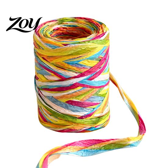 Biodegradable Paper Rope for Wrapping Colorful Raffia Packaging String, Flexible Twine Floral Bundling Multi Color Holiday Decorations Rope,