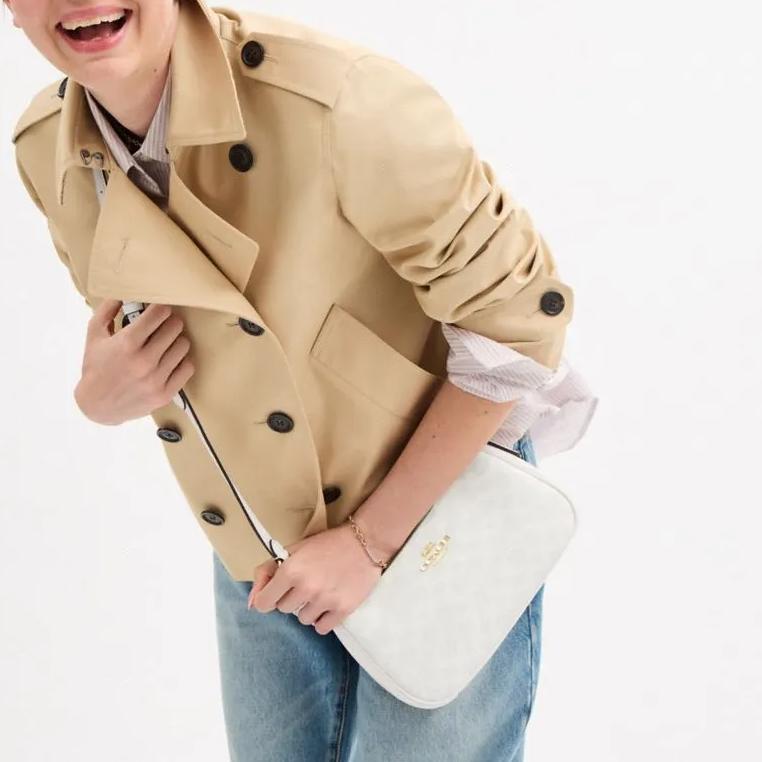 Coach Сумка через плечо Teri 25, средняя, женская, из искусственной кожи, с микрологотипом бренда, съемным плечевым ремнем, цвет Меловой-Белый CV933-IMXU5