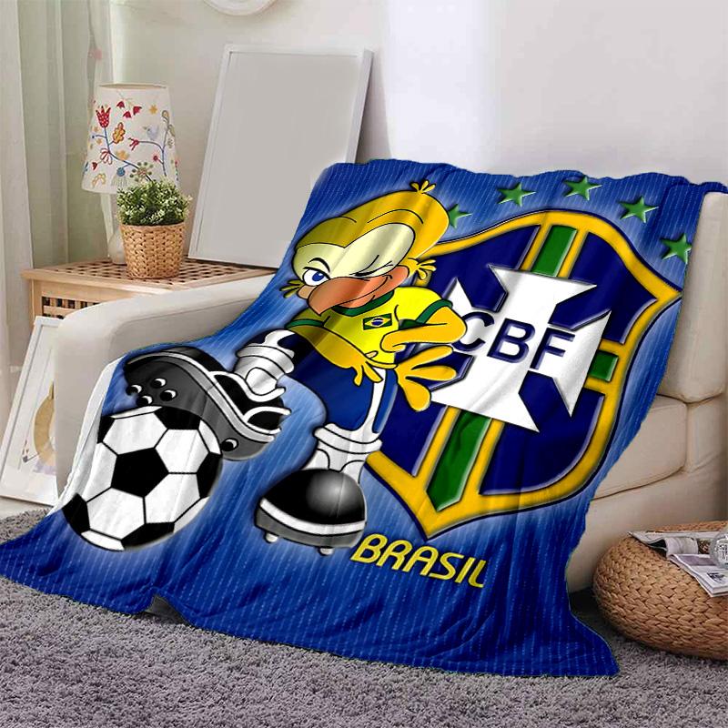 1pc Brazilian Soccer Mascot Flannel Blanket Soft Warm Throw Blanket for Bedroom Living Room Bed Travel Camping Picnic Gift. MT71501128