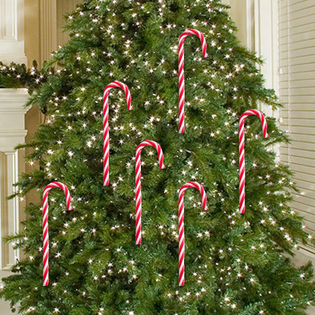 5Pieces Festival Plastic Candy Canes Ornament for Christmas Tree Assorted Color Christmas Party Supplies Decoration