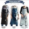 JOYAIYI Stylish Denim Apron, Cafe Apron, 100% Cotton Denim, Bib Cover, Neck Strap, Easy to Put On and Take Off, Perfect for Cooking Classes, Unisex, W