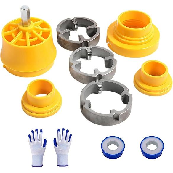 Комплект для нарезания резьбы для труб ПВХ, совместимый с электрической дрелью, плашки 1/2'' 3/4'' 1'', инструмент для нарезания внутренней и внешней резьбы для труб ПВХ, комплект для повторной нарезки резьбы для сантехники