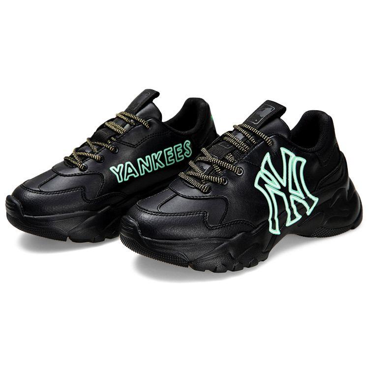 MLB Big Ball Chunky A Neon Leather Fashion Sports Non-Slip Wear-Resistant Low-Top Dad Shoes Unisex sneakers Black 3ASHBCN3N-50BKS