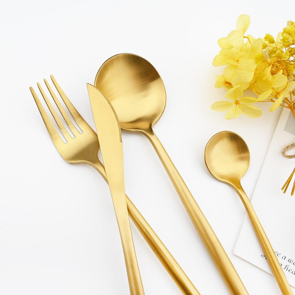 24Pcs Multicolor Dinnerware Set Knife Fork Spoons Teaspoon Tableware 18/10 Stainless Steel Cutlery Western Kitchen Silverware Flatware