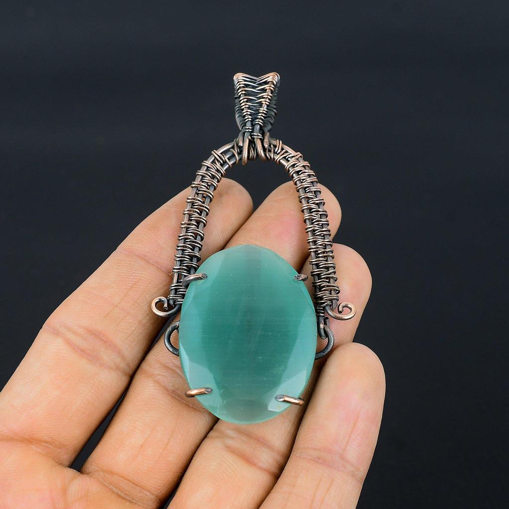 Monalisa Pendant, 999 Copper Wire Wrapped Pendant Handmade Gemstone Jewelry, Gifts For Wife Brand New Pendant