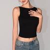 Women Double Layer Boat Neck Soft Slinky Tank Top