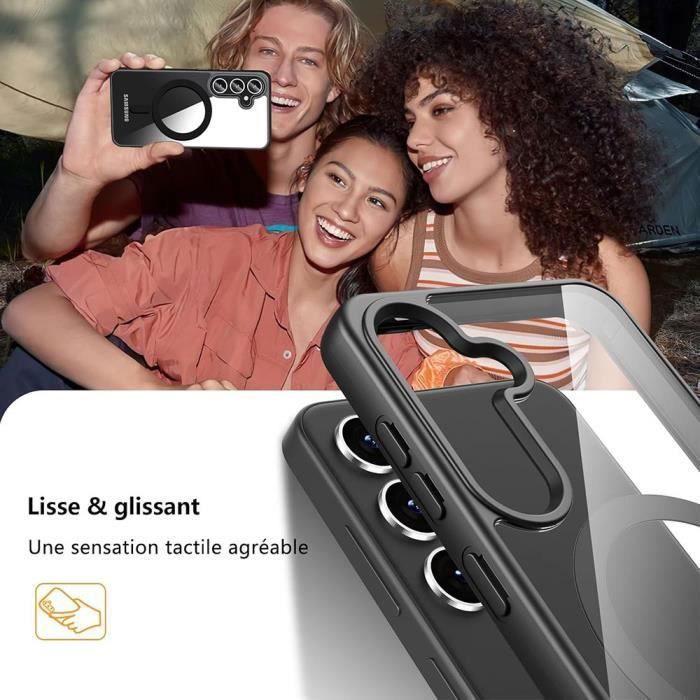 Coque de protection - BOOLING - pour Samsung Galaxy S25 - Antichoc - Anneau Magnétique - Noir