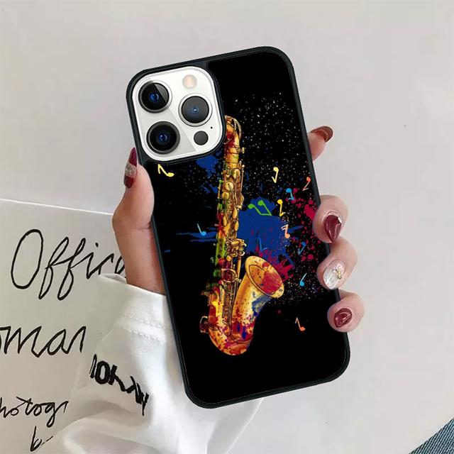 Чехол для телефона с акварельным рисунком саксофона для iPhone 17 Air 15 16 14 13 12 Pro Max 11 Pro Max Plus Coque Shell