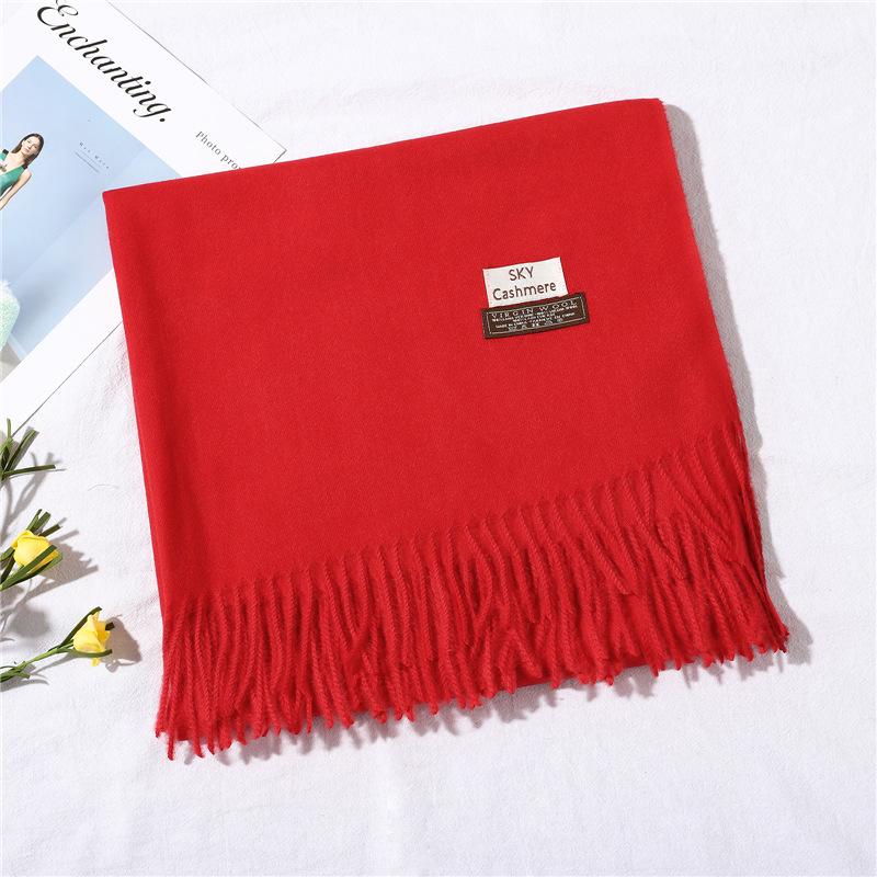 2024 Осень и зима Имитация кашемира Шарф Однотонный Модный Универсальный Теплый Шаль Шарф с Кисточками