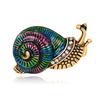 Lady Multicolor Fashion Cartoon Snail Shiny Rhinestone Enamel Brooch Pin Jewelry