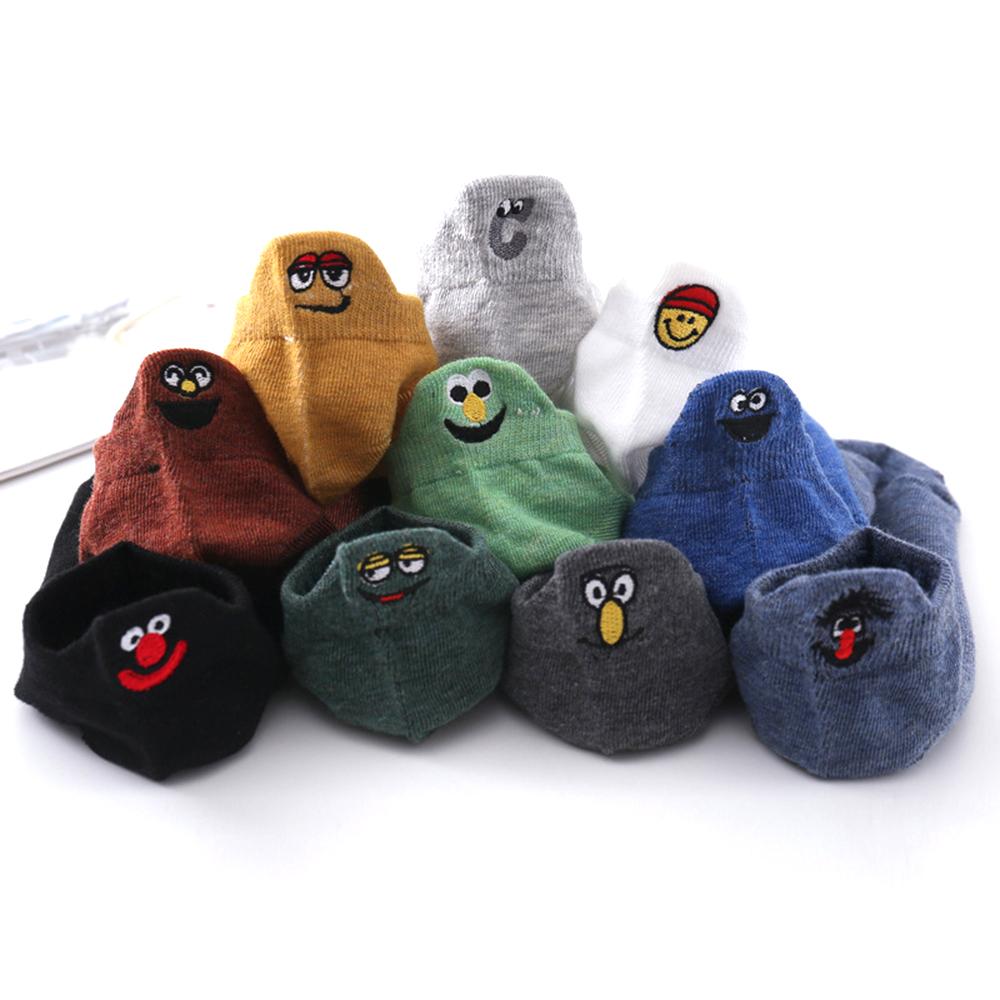 10 пар в упаковке, мужские короткие носки до щиколотки из хлопка с вышитым рисунком, забавные счастливые кавайные носки для пар Calcetines