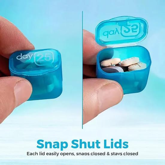 Monthly Pill Organizer with Removable Pocket-Sized Storage Box Snap Lid Storage Case for Daily