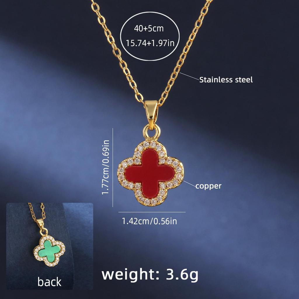 Новое двухстороннее ожерелье с четырьмя листьями травы, женские украшения из титановой стали