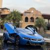 1/24 BMW I8 Supercar Модель автомобиля из сплава, литые игрушечные транспортные средства, имитация металлической модели автомобиля, коллекция детских подарков на день рождения