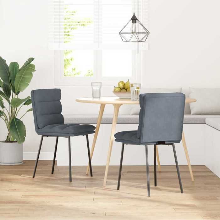 VidaXL Chaises à manger lot de 2 Gris foncé Velours, chaise, chaise de salon, chaise d'accent, chaise de cuisine, siège de 4101283