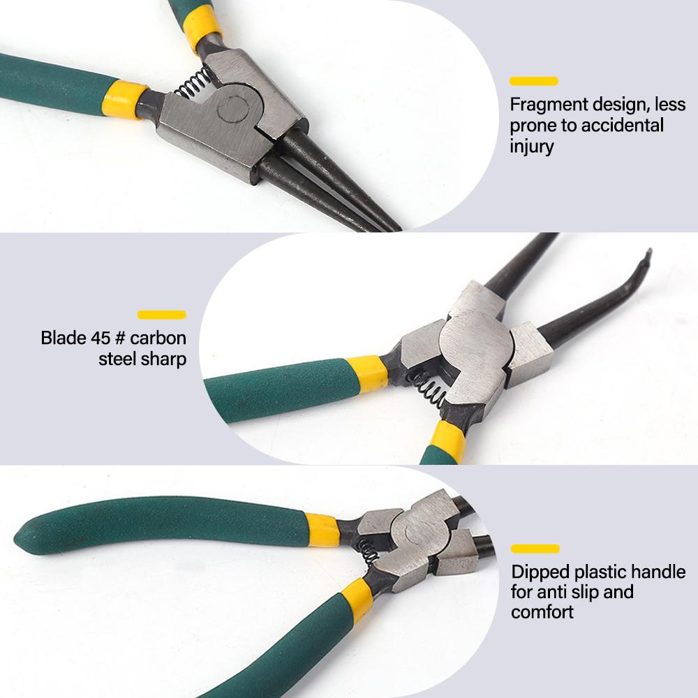 4Pcs Snap Ring Pliers Set Portable Inner Outer 7" Retaining Circlip Pliers Carbon Steel Multifunctional for Hand Remover Tool