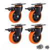 4 шт. в упаковке 4-дюймовые прочные мебельные ролики, поворотные передние резиновые колеса, уличные ролики выдерживают 300 фунтов (4 вертлюга с тормозами)