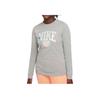 Nike Футболка с длинным рукавом и круглым вырезом, с принтом букв, детская, серая, DR9629-063