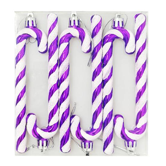 6 шт. Рождественские подвески-трости для оконной елки контрастного цвета с подвеской