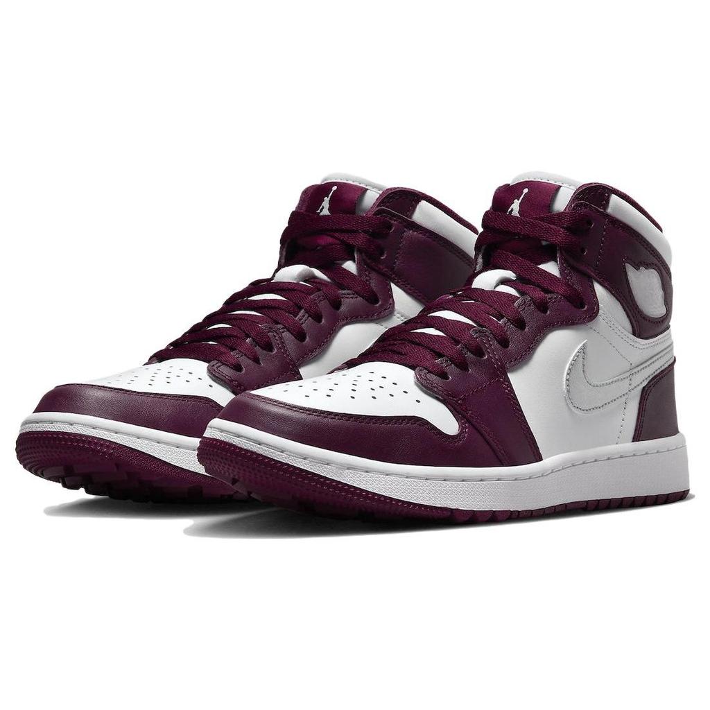 Кроссовки Air Jordan 1 High Golf Bordeaux Унисекс Красный Белый Металлик-Серебристый DQ0660-103
