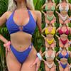 Женский купальник, сексуальный сплошной цвет, модное украшение для любви, комплект из двух частей, бюстгальтер, комплект бикини, купальник