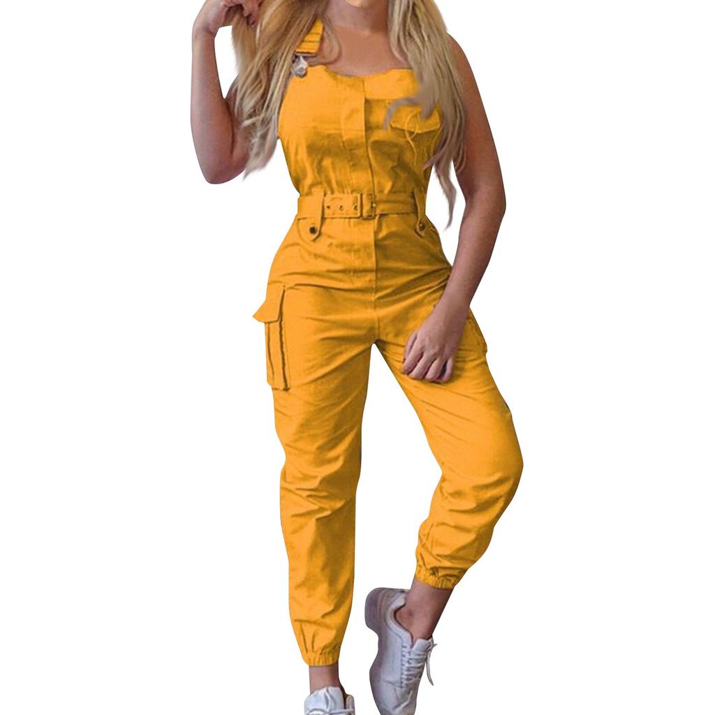 Женский модный комбинезон-карго с карманами-застежками