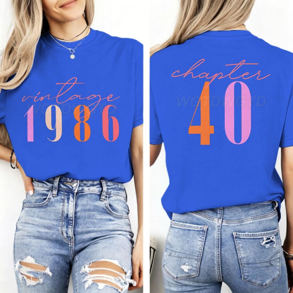 Vintage 1986 Chapter 40 Doublesided Print Tshirt Unisexs 40th Birthday Short Sleeve Graphic Tee Chapter 40 Classic Tops