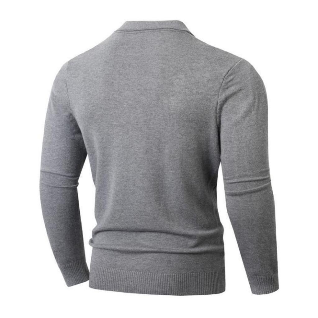 Мужской повседневный облегающий однотонный трикотажный свитер с квадратным вырезом и пуговицами, с длинными рукавами