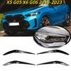 For BMW X5 G05 X6 G06 2018 - 2022 Car Front Headlight Eyelid Eyebrow Trims Carbon/Gloss Black ABS Plastic