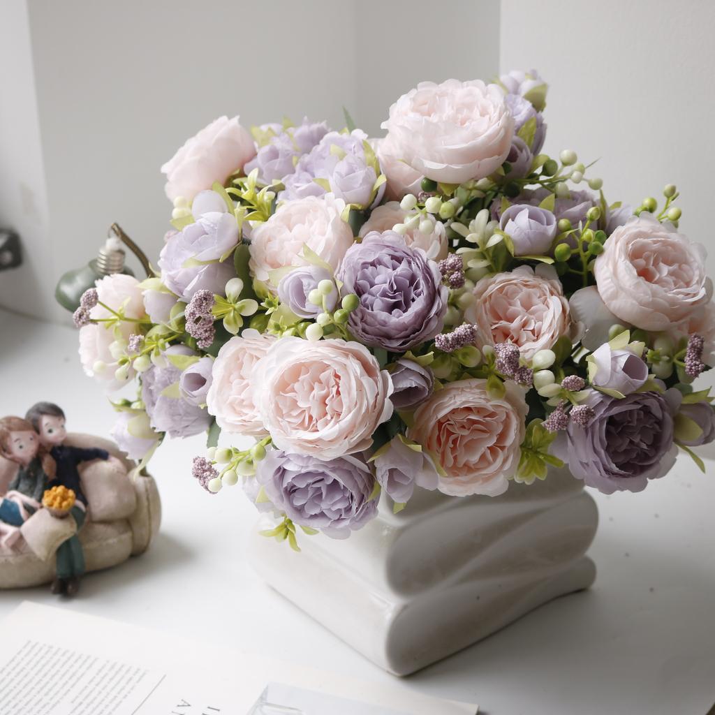 1 шт. Шелковый пион, искусственный цветок розы, красивый букет цветов, свадебное украшение для дома, искусственный цветок для декора стола, искусственная шелковая цветочная композиция