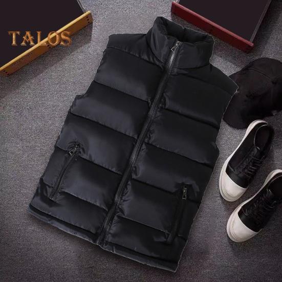 Мужской жилет с воротником-стойкой, безрукавка, пальто с карманами, застежка-молния, теплый, удобный пуховый жилет