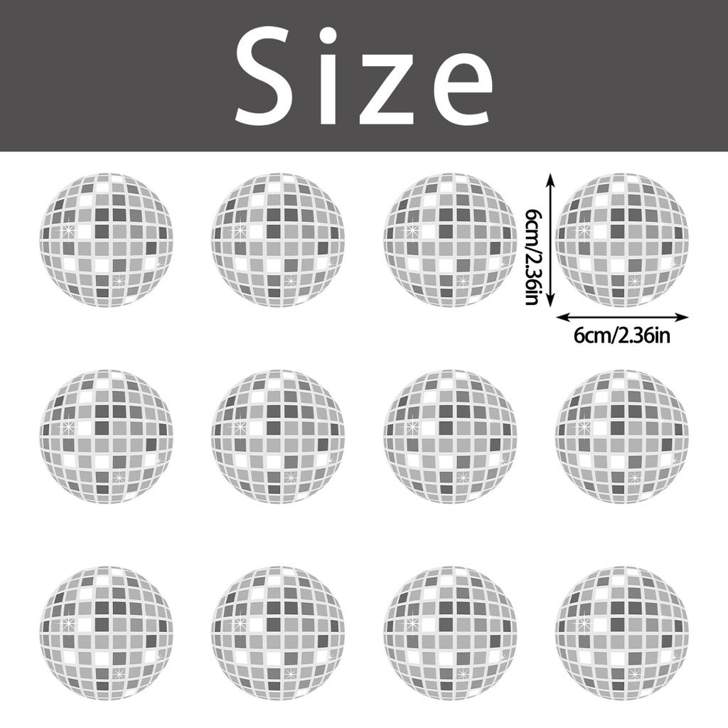 12/24pcs Glitter Disco Ball Cake Toppers 1970s Disco Ball Cake Picks Disco Theme Dance Birthday Bachelorette Party Decoration