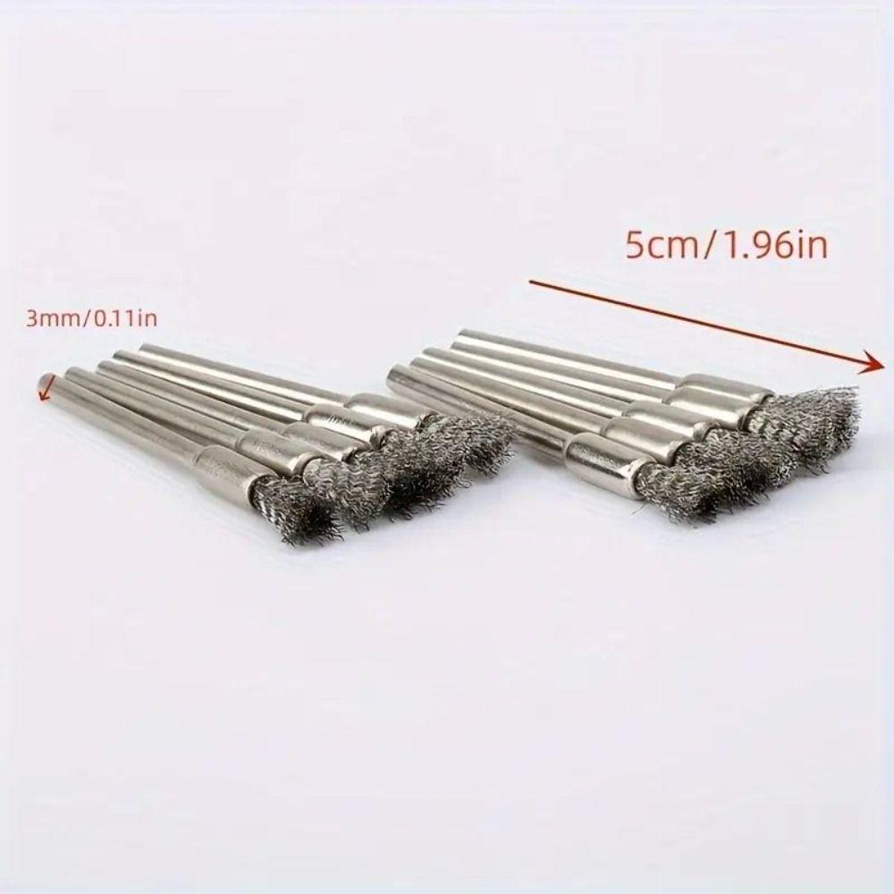 10Pcs Stainless Steel Wire Brushes Mold Cleaning 3mm Shank Remove Rust Polishing Brush Rotary Polishing Work