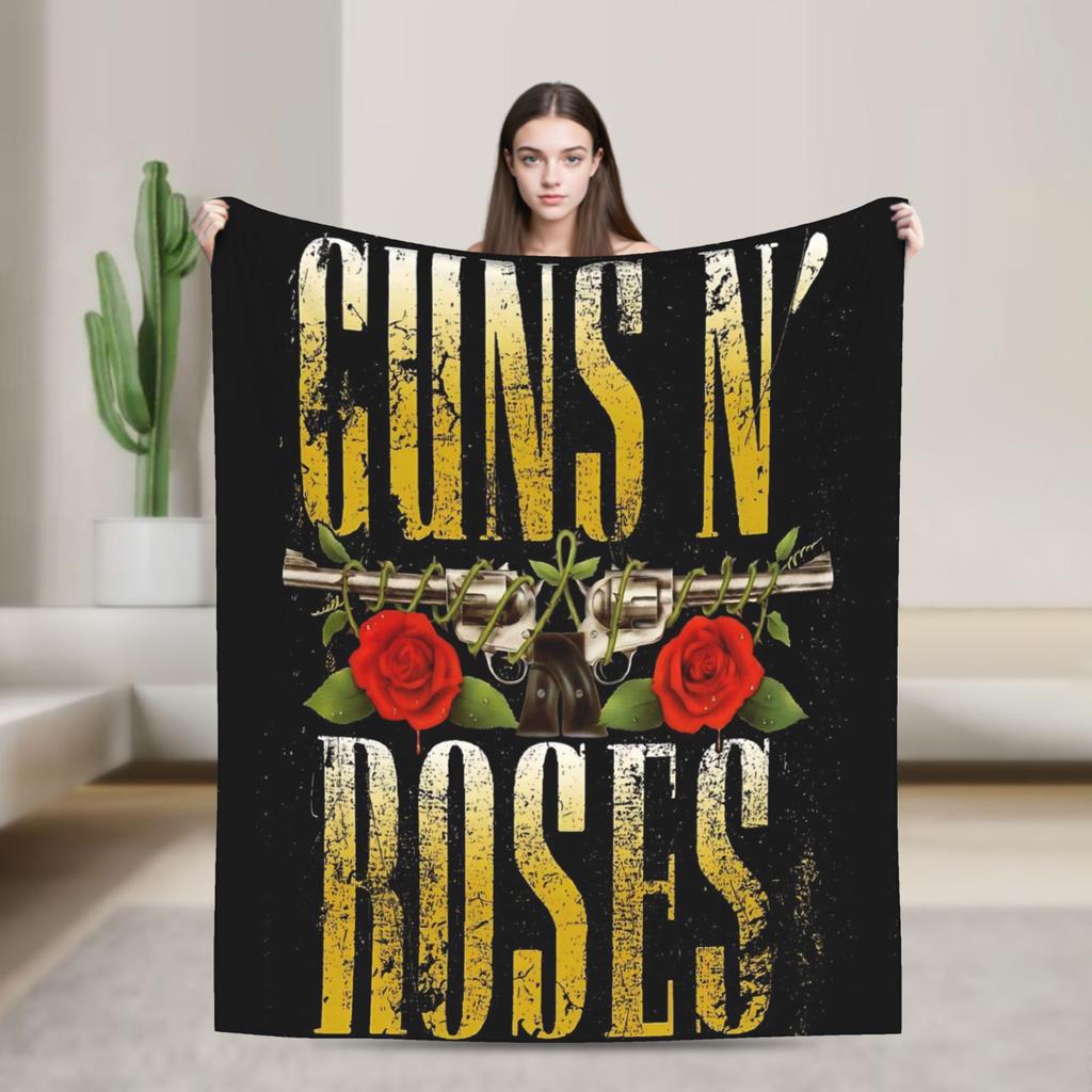 Guns N Roses Band Warm Soft Blanket Travel Office Plush Throw Blanket Novelty Couch Chair Flannel Bedspread Sofa Bed Cover