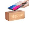 Smart Wireless Charging Alarm Clock Wooden Clock Electronic Digital Clock Thermometer Wooden Clock Mobile Phone Wireless Fast Charging