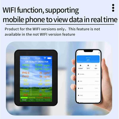 2,8-дюймовый многофункциональный измеритель качества воздуха Tuya WiFi HCHO TVOC Оксид углерода CO2 PM2.5 PM10 Тестер Детектор влажности 2,8-дюймовый