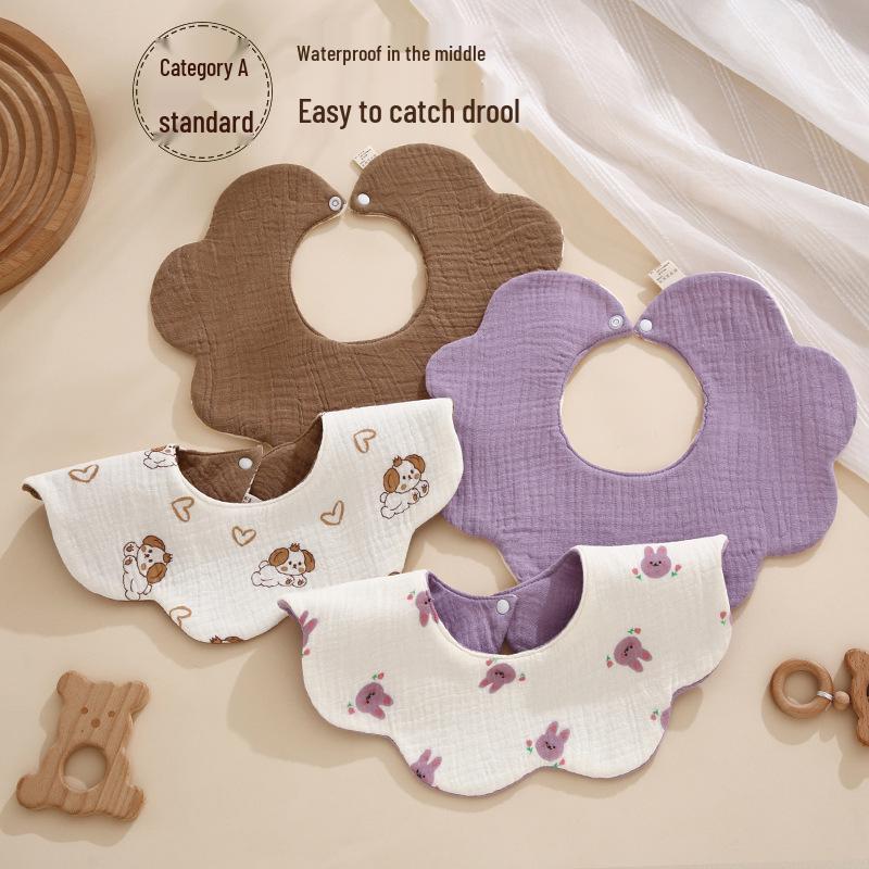 Двусторонний нагрудник для младенцев с вращением на 360°, Хлопковая марля, Всесезонный, Впитывающий, Качество класса А