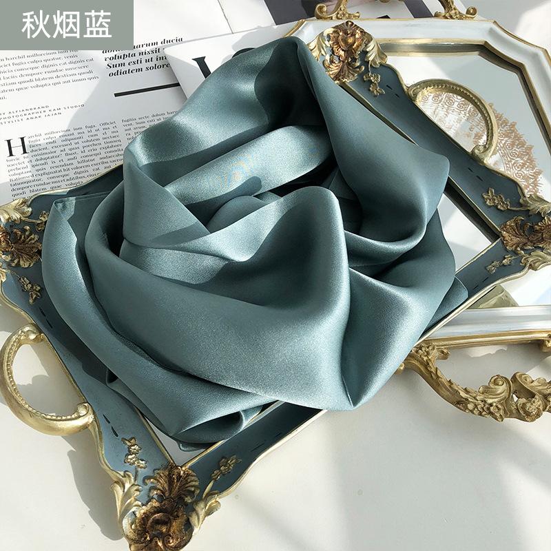 Two In Hand! Hangzhou Silk Solid Color Mulberry Silk Scarf Double-Layer Double-Sided Thin And Narrow Long Streamer Scarf Decorative Scarf
