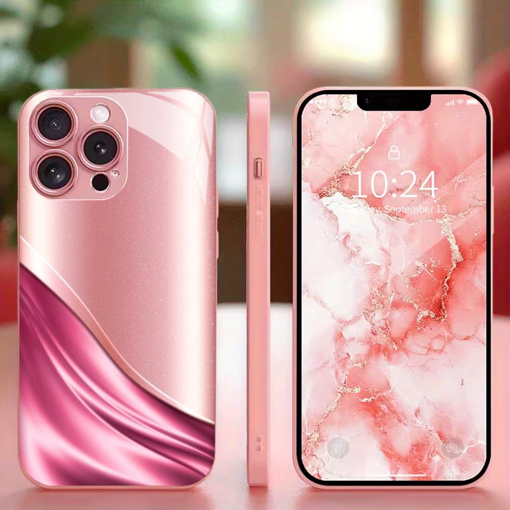 Посеребренный Чехол из Закаленного Стекла для Телефона для iPhone Чехол для 11/12/13/14/15/16/17 Pro MAX