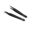 2Pcs/Set  Black Anti-Static Straight Curved Tweezers  Tools